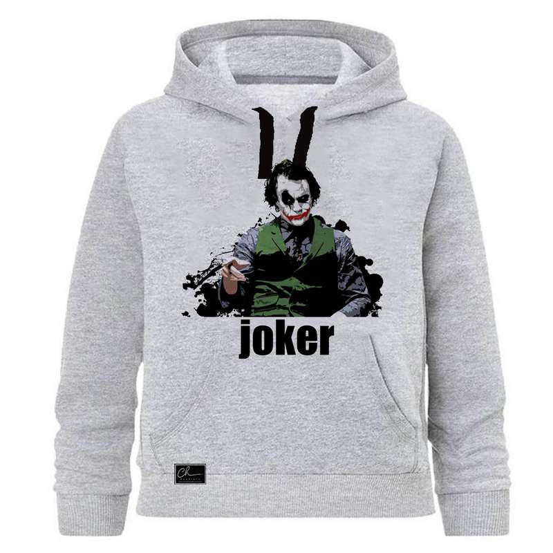 هودی پسرانه چاپیستا طرح جوکر کد J02 رنگ طوسی