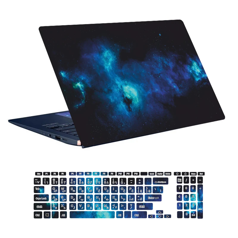 استیکر لپ تاپ توییجین و موییجین طرح Space کد 49 مناسب برای لپ تاپ 15.6 اینچ به همراه برچسب حروف فارسی کیبورد 
