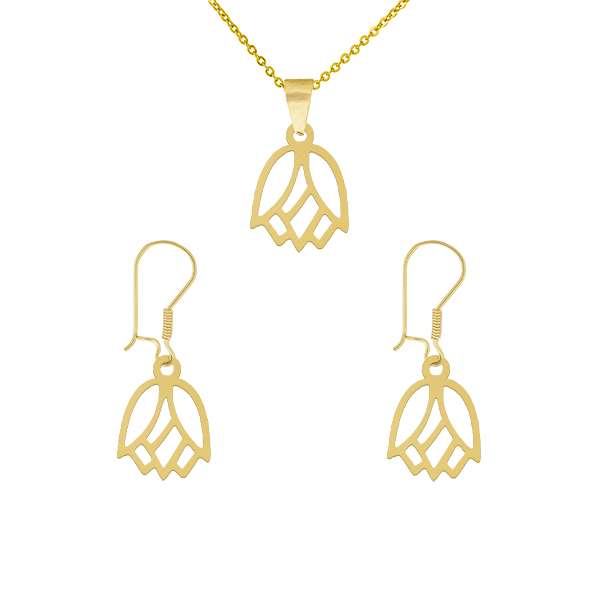 نیم ست طلا 18 عیار زنانه طلای کامک مدل نمادار و شیک گل لاله