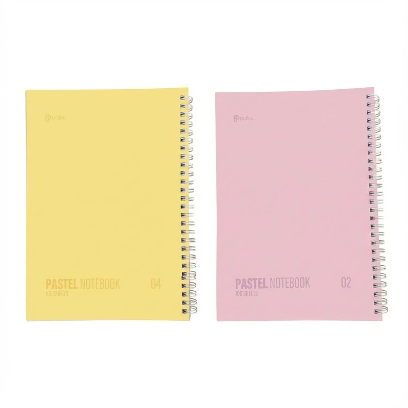 دفتر مشق 100 برگ پالت طرح پاستلی گلاسه بسته 2 عددی