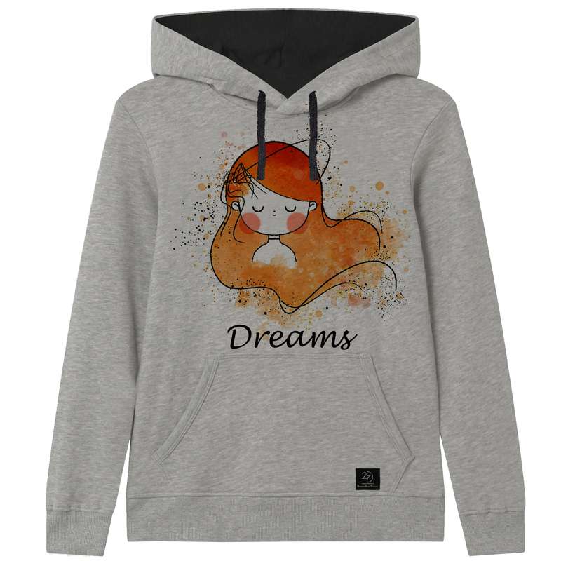هودی دخترانه 27 مدل Dreams کد B06 رنگ طوسی