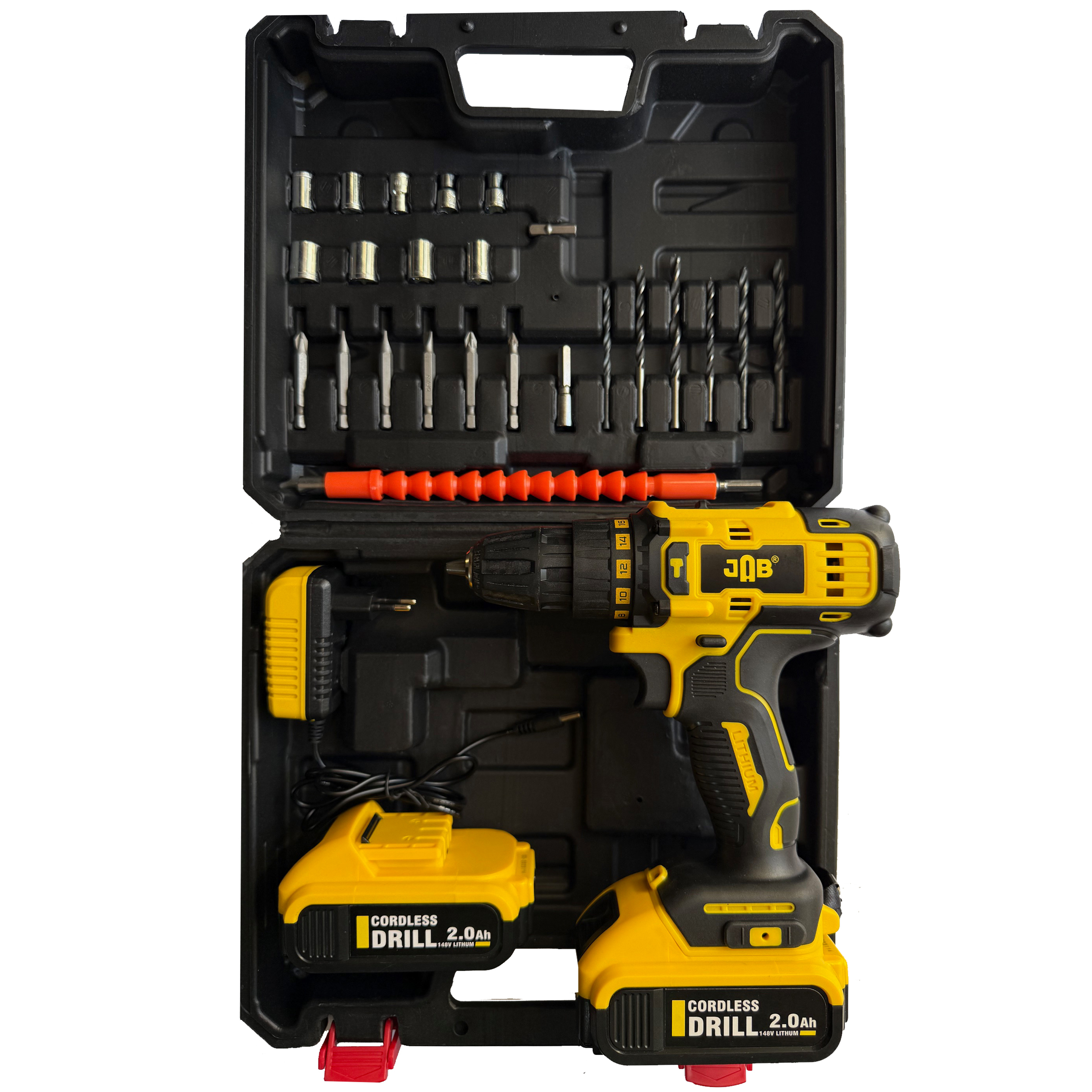 دریل پیچ گوشتی شارژی چکشی 10 میلیمتری 188 ولت جاب مدل JB-188 NetliX مجموعه 40 عددی