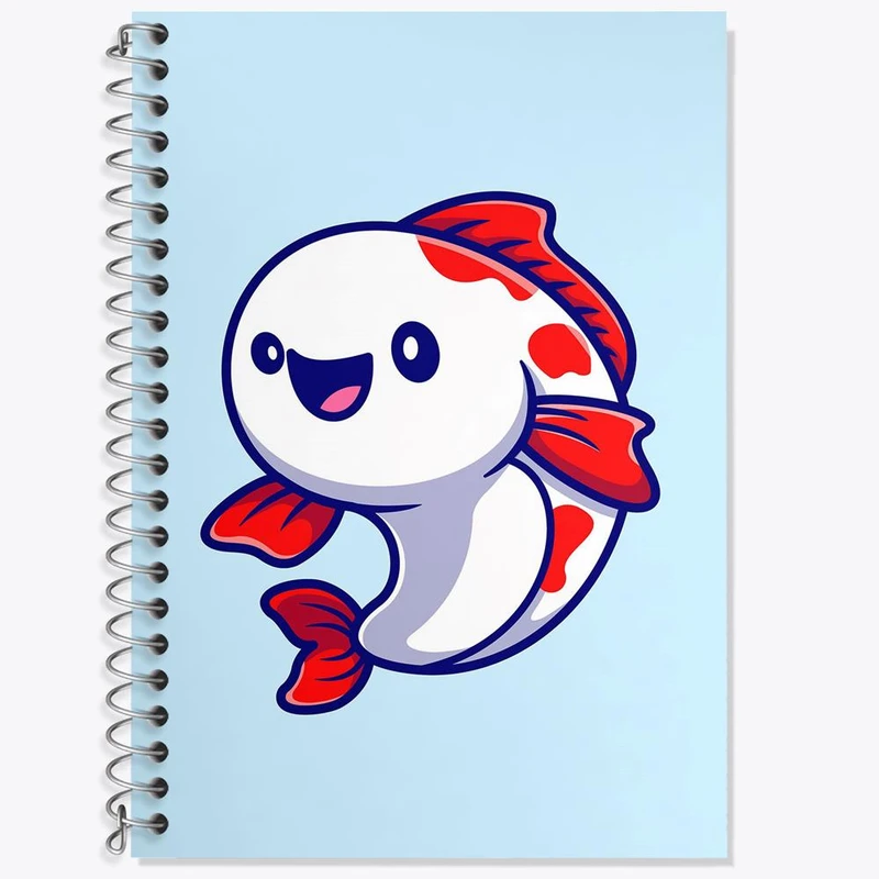 دفتر زبان 50 برگ خندالو مدل دو خط طرح حیوانات بامزه ماهی کد 29655