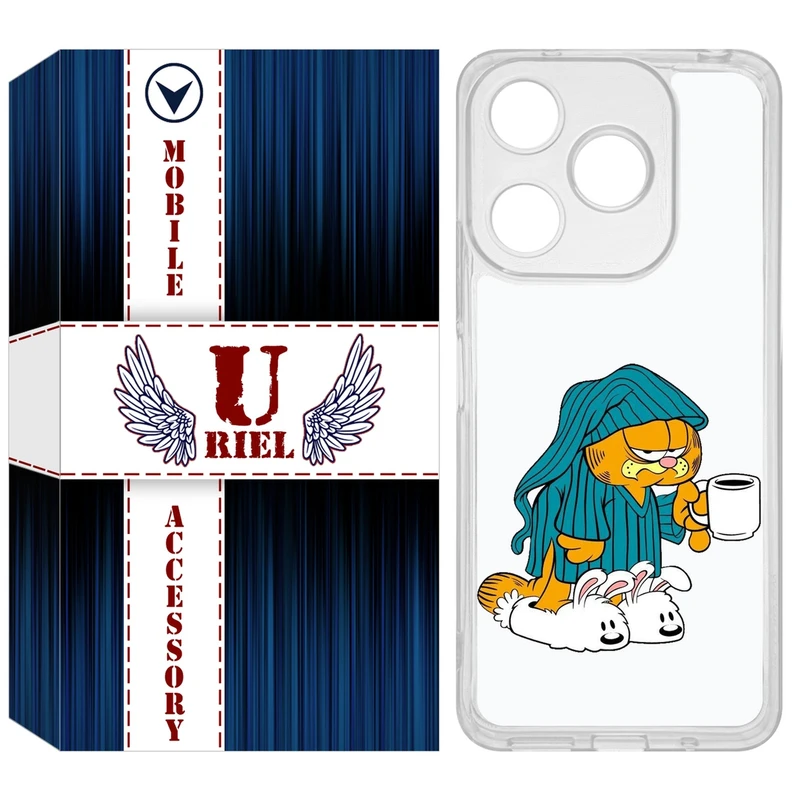 کاور یوریل مدل Clear کد 72 طرح گارفیلد مناسب برای گوشی موبایل شیائومی Redmi 13X / 13 / Poco M6 4G