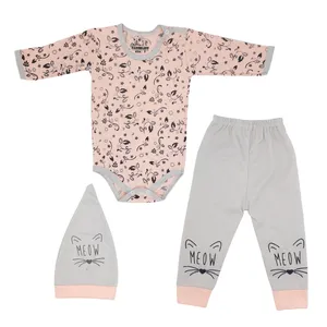 ست 3 تکه لباس نوزادی مدل بچه گربه