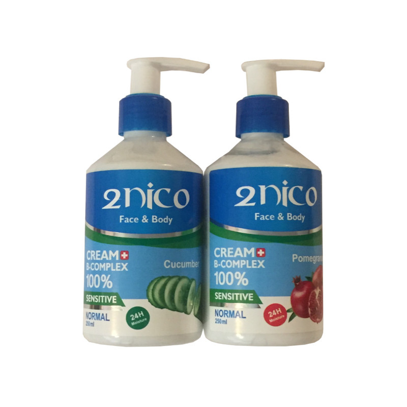کرم مرطوب کننده 2 نیکو مدل B complex حجم 250 میلی لیتر مجموعه 2 عددی