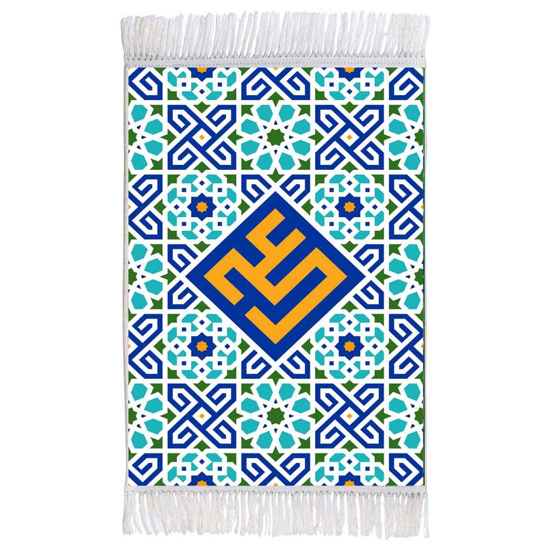 فرش ماشینی دیوارکوب اطلس آبی مدل علی کد T3892