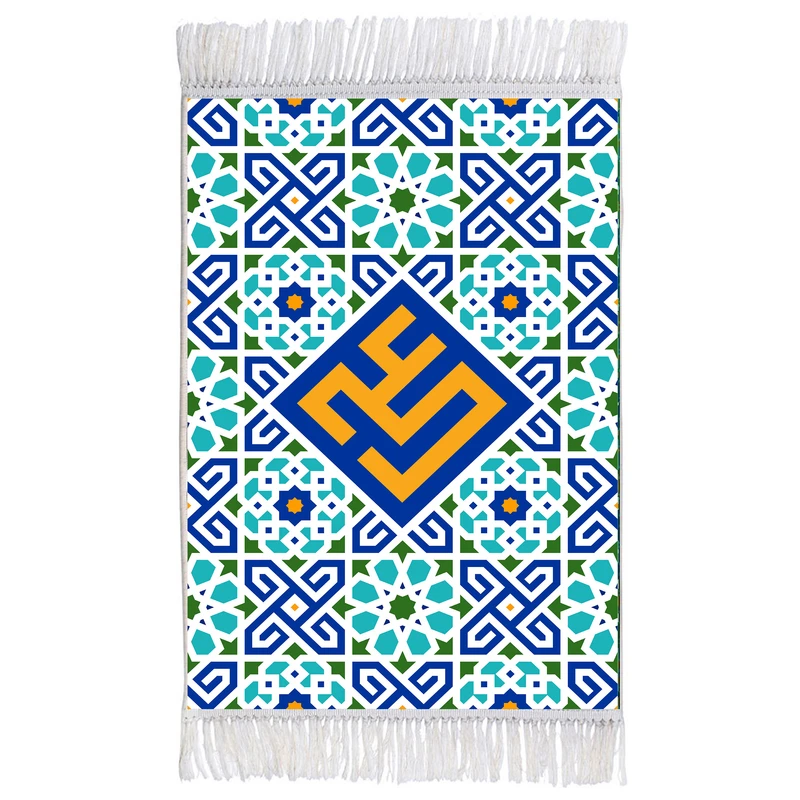 فرش ماشینی دیوارکوب اطلس آبی مدل علی کد T3892