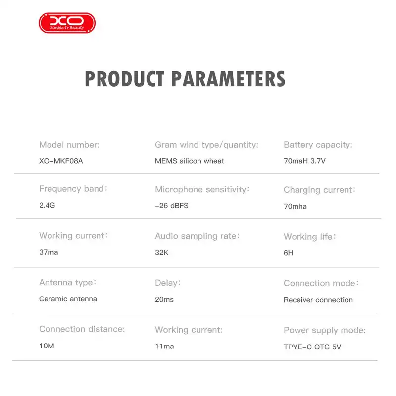 میکروفن بی سیم ایکس او مدل mkf08a