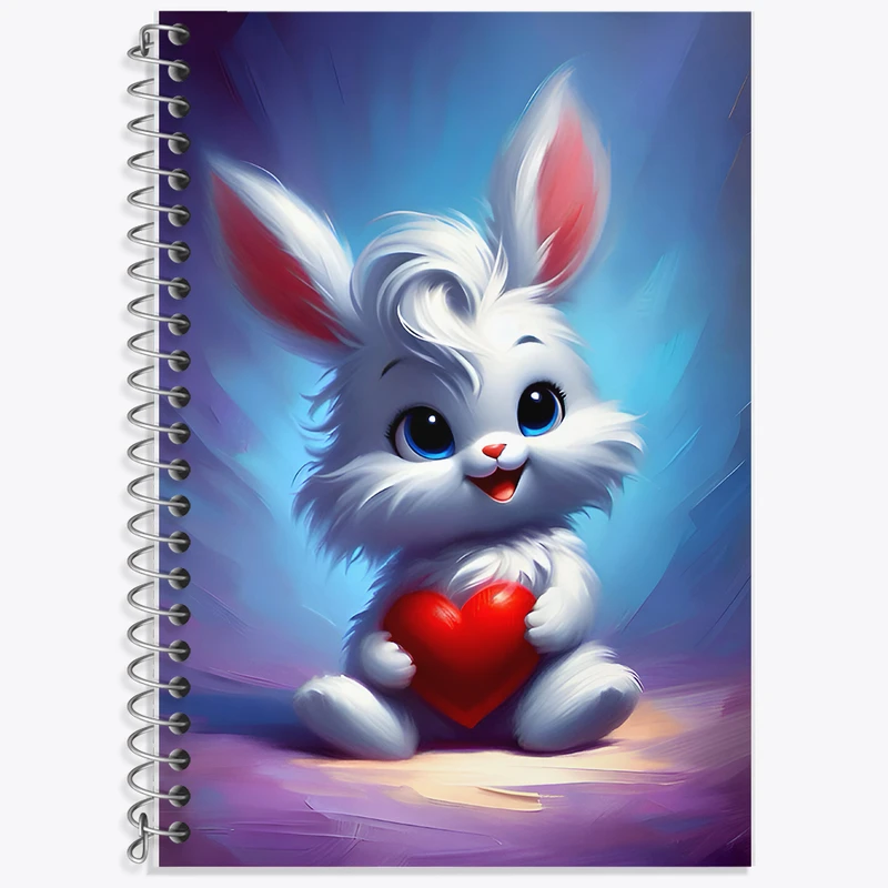 دفتر زبان 50 برگ خندالو مدل دو خط طرح خرگوش کیوت کد F7901