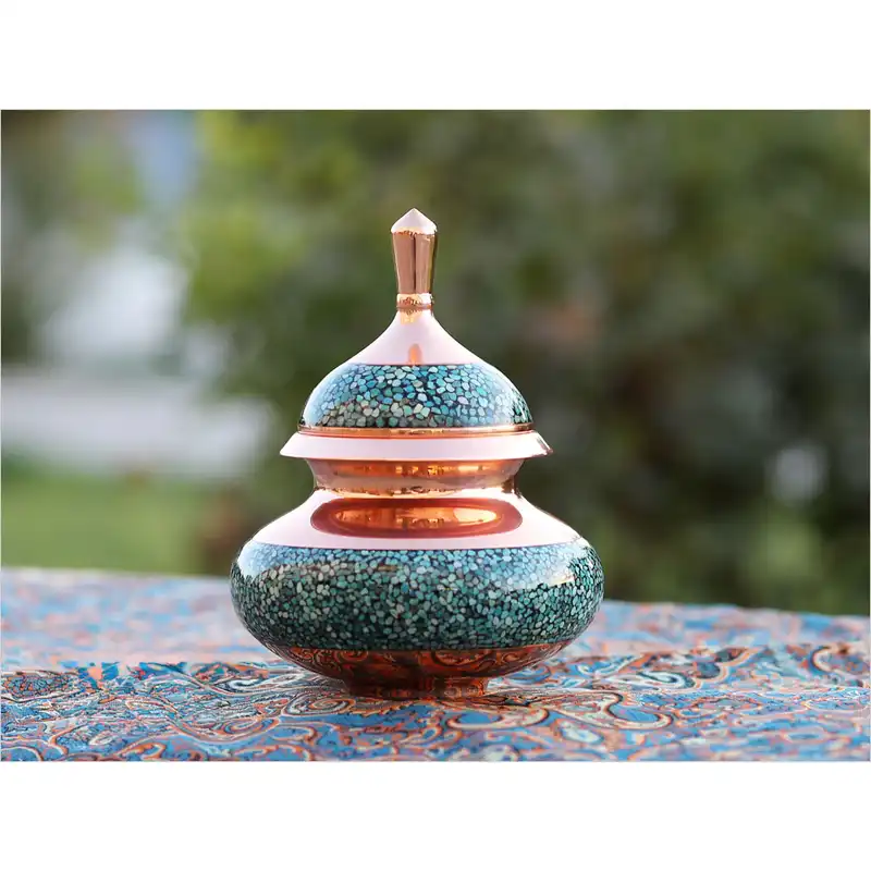 قندان فیروزه کوبی مسی مدل آسمان کد 102