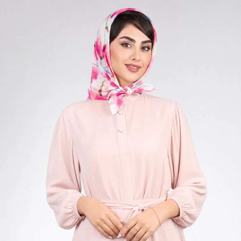 دستمال سر و گردن زنانه مدل نخی خنک تابستانه با طرح گل درشت کد ana-2499
