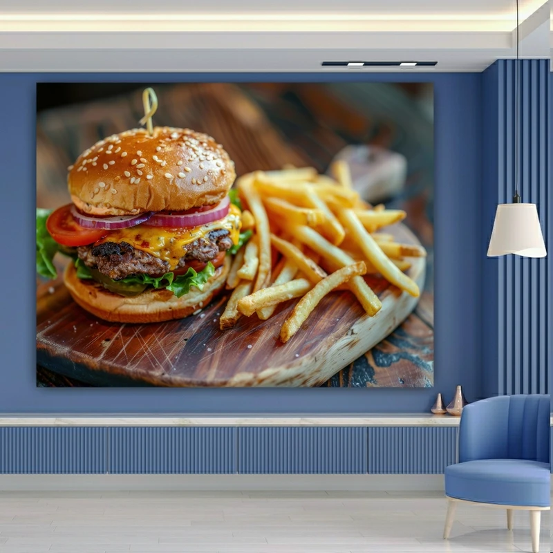 پوستر طرح همبرگر مدل سیب زمینی سرخ شده کد GR986