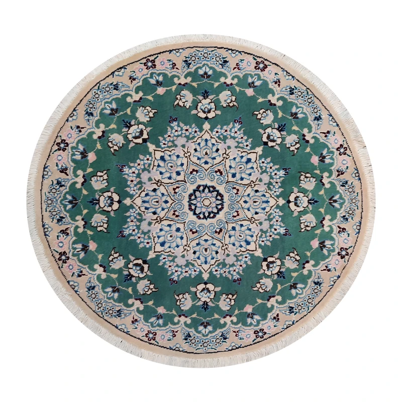 فرش دستباف یک متری طرح گرد مدل نایین D