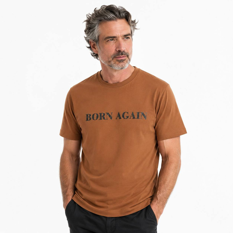 تیشرت آستین کوتاه مردانه پنبه یکرو طرح Born Again کد 35513