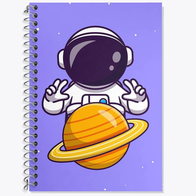 دفتر زبان 50 برگ خندالو مدل دو خط طرح فضانورد کد 25085