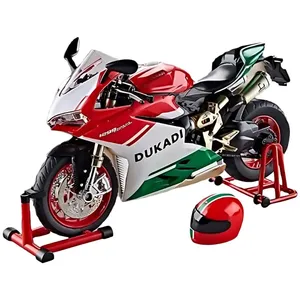 موتور بازی ناب سل مدل دوکاتی شارژی دودزا چراغدار فلزی به همراه کلید استارت و کلاه کاسکت