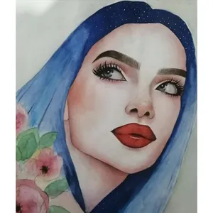 تابلو نقاشی آبرنگ مدل دختر کد 7