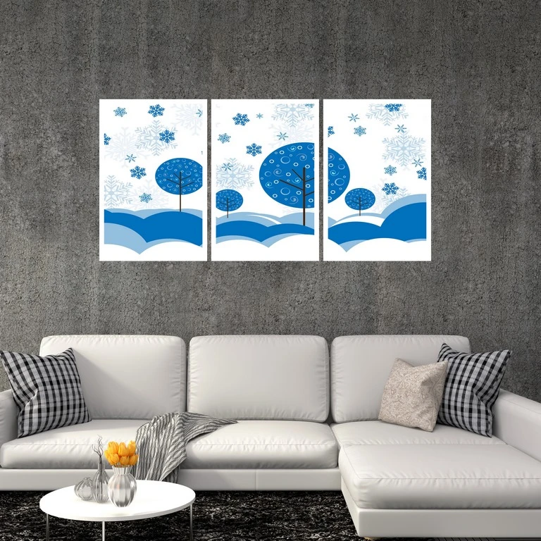 تابلو بکلیت طرح نقاشی فانتزی زمستانی مدل W-S4834 مجموعه 3 عددی