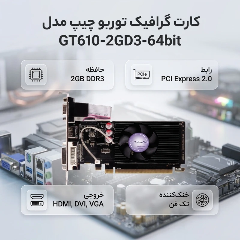 عکس شماره 2 : کارت گرافیک توربو چیپ مدل gt610-2gd3-64bit