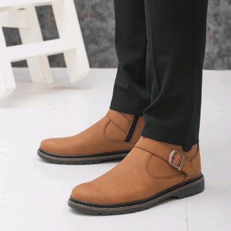 نیم بوت مردانه مدل آشیل سگک و زیپ دار کد 1011 -  - 2