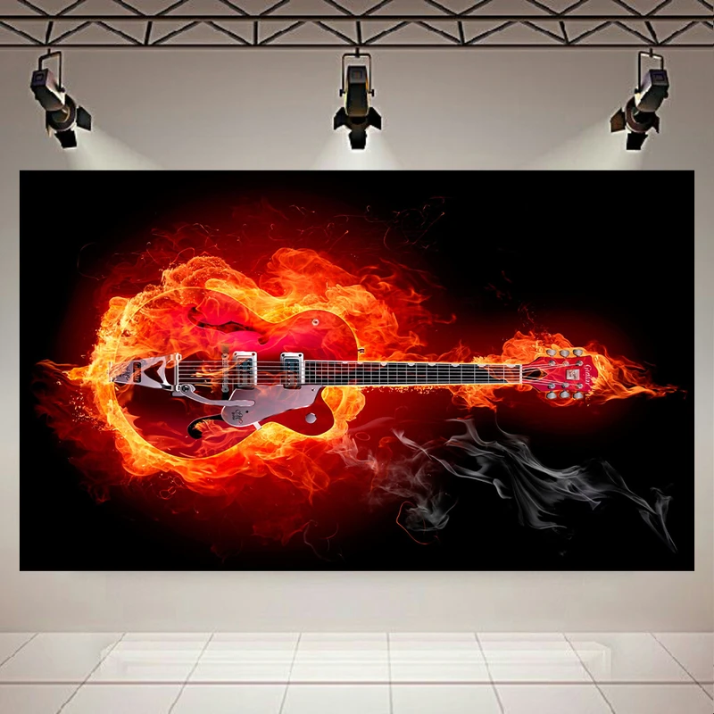 تابلو بوم طرح گیتار مدل Guitar on Fire کد AR1270