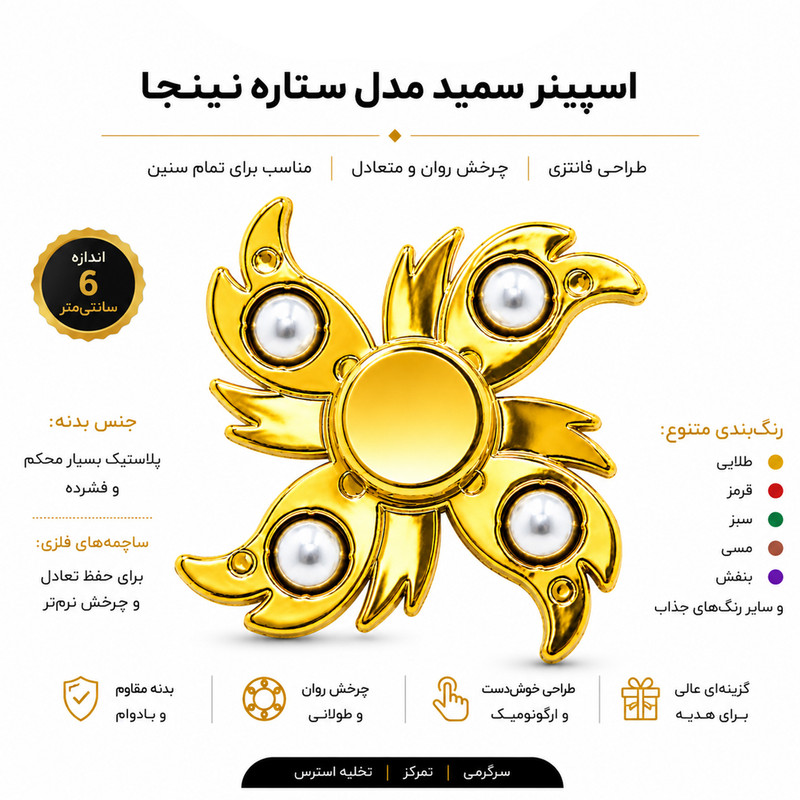 اسپینر سمید مدل فانتزی ساچمه ای طرح ستاره نینجا کد 100