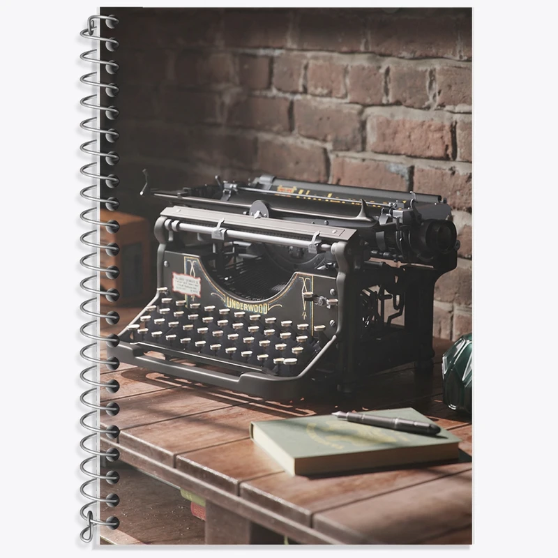 دفتر زبان 50 برگ خندالو مدل سه خط طرح ماشین تایپ کد F662