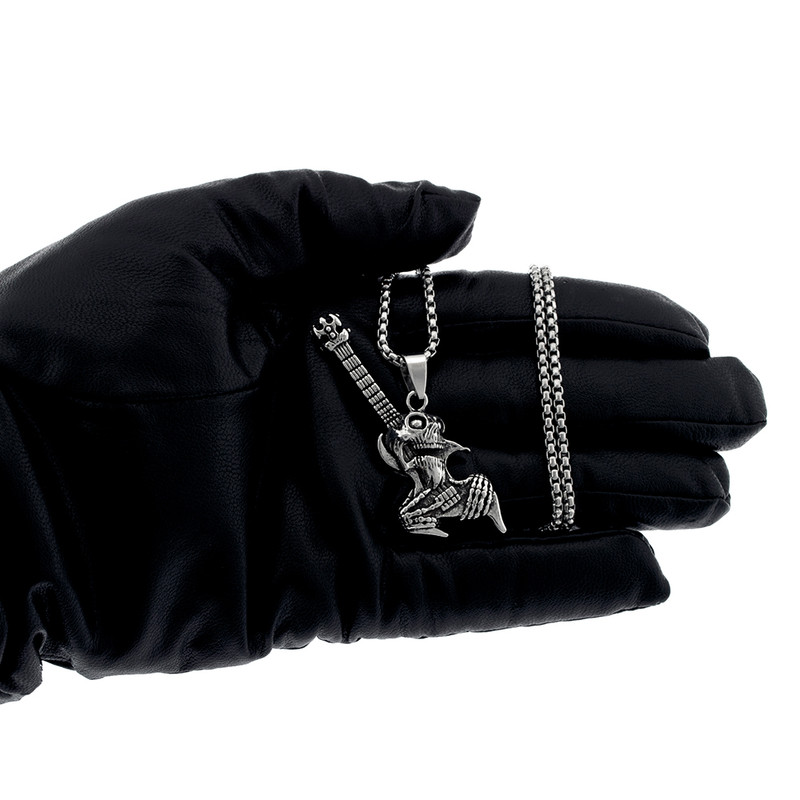 گردنبند مردانه برانت مدل گیتار و جمجمه