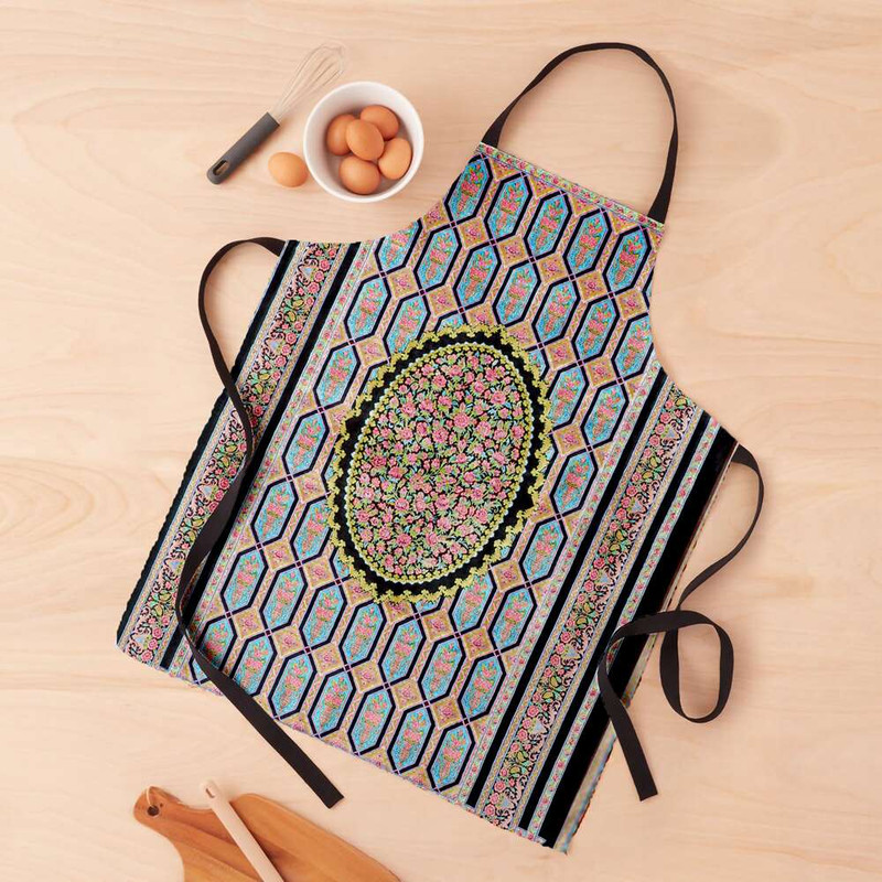 پیش بند آشپزخانه مدوپد طرح فرش قم حصیری گل رز مدل C-Ghom089