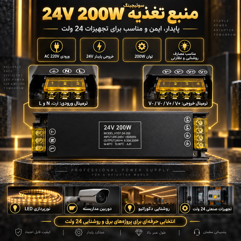 منبع تغذیه سوئیچینگ مدل 24V-200W  