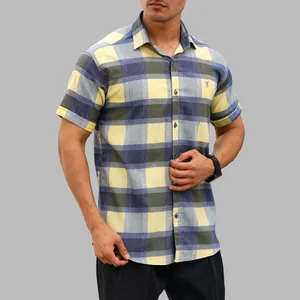 پیراهن آستین کوتاه یقه برگردان مردانه مدل 1168-016