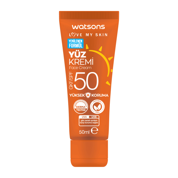 کرم ضد آفتاب بی رنگ واتسونز SPF 50 مدل UVA مناسب انواع پوست حجم 50 میلی لیتر