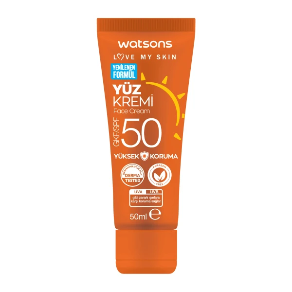 کرم ضد آفتاب بی رنگ واتسونزSPF 50 مدل UVA مناسب انواع پوست حجم 50 میلی لیتر