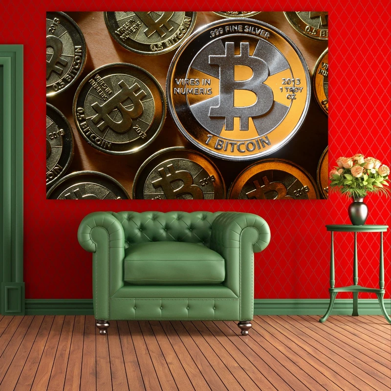 پوستر دیواری طرح ارز دیجیتال بیت کوین کد FD897