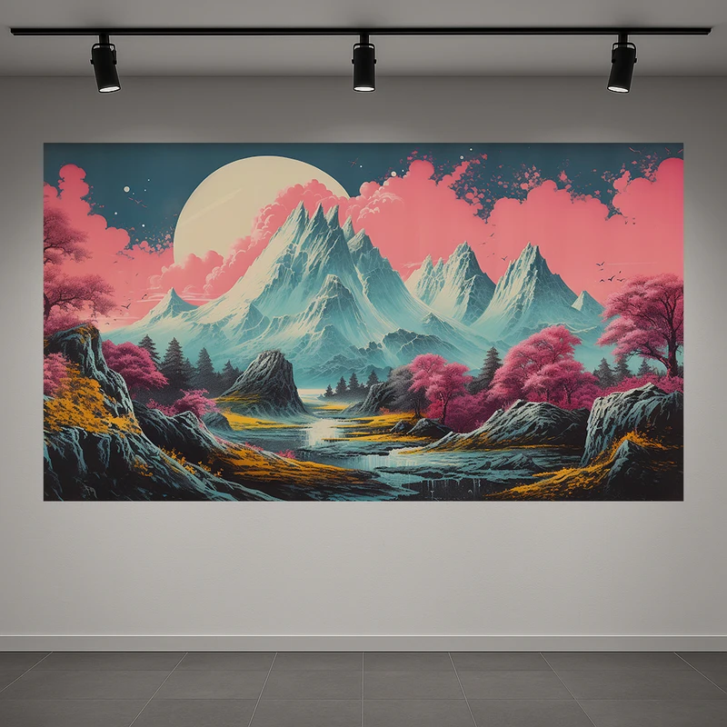 تابلو بوم طرح مخمل طبیعت مدل کوهستان کد AR3058709