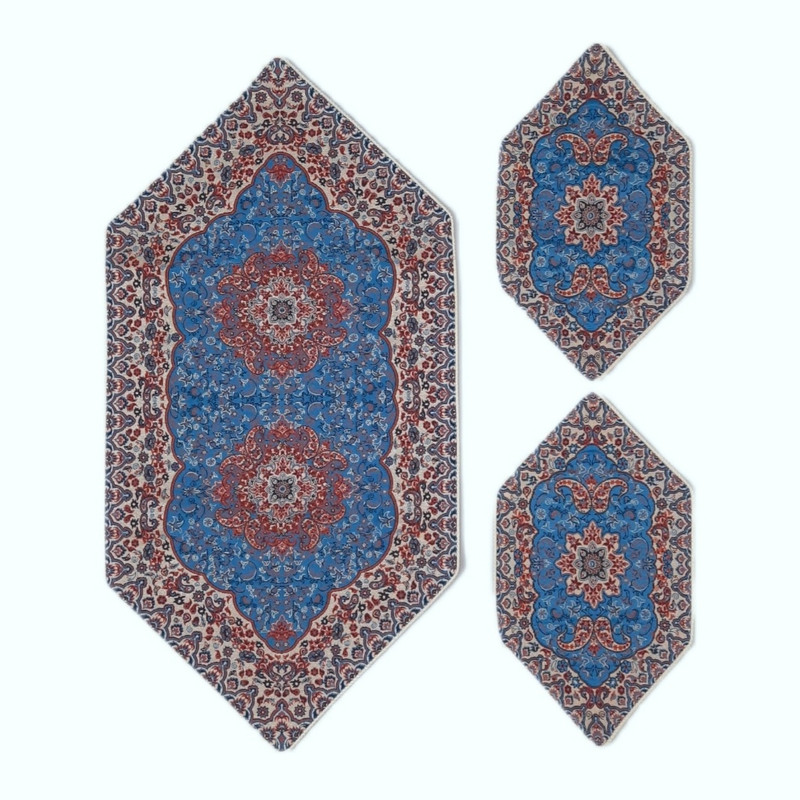 ست سه تکه رومیزی ترمه طرح نسترن