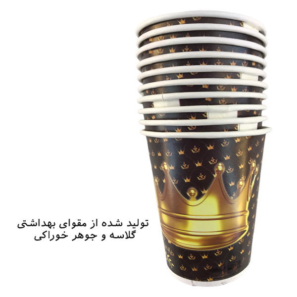 پیش دستی و لیوان یکبارمصرف مسترتم طرح تاج طلایی پلاس بسته 20 عددی