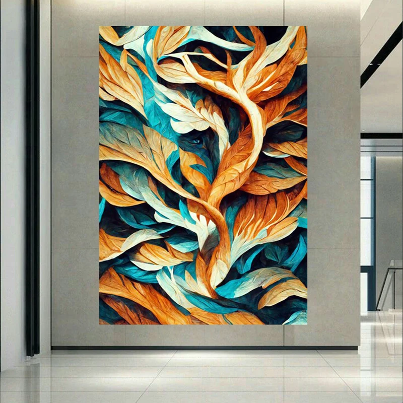 تابلو بوم طرح مخمل انتزاعی مدل برگ کد AR3058649