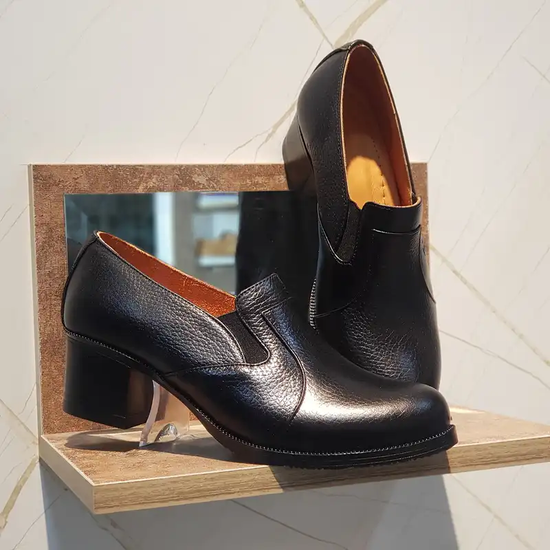 کفش زنانه مدل چرم طبیعی کد 00164t.k رنگ مشکی