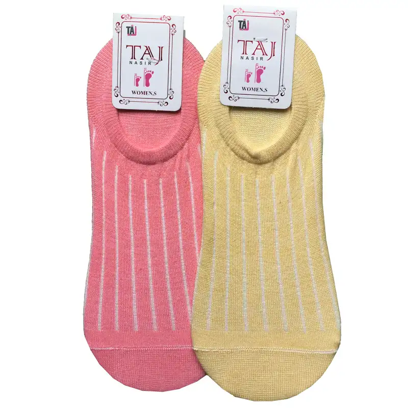 جوراب زنانه مدل زیرقوزکی طرح کبریتی بسته 2 عددی