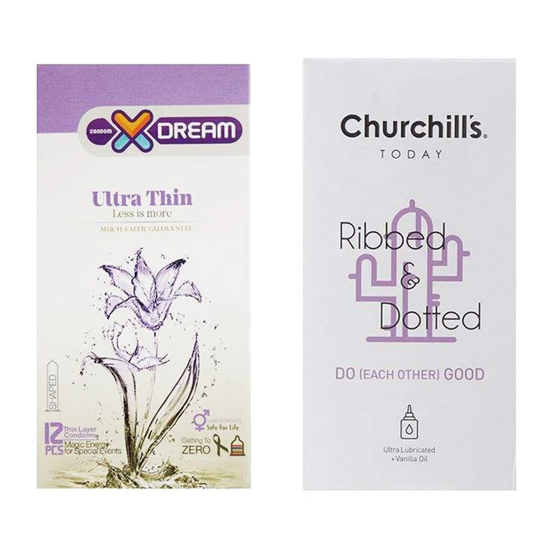کاندوم چرچیلز مدل Do Each Other Good بسته 12 عددی به همراه کاندوم ایکس دریم مدل Ultra Thin بسته 12 عددی
