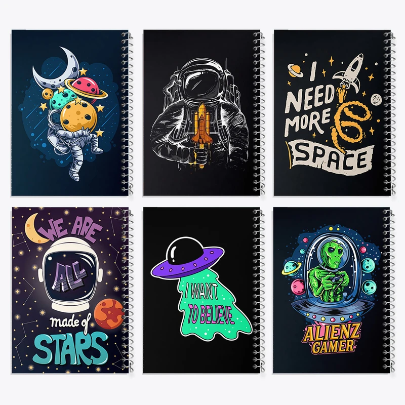 دفتر مشق 100 برگ خندالو طرح فضانورد و فضایی کد 223 مجموعه 6 عددی