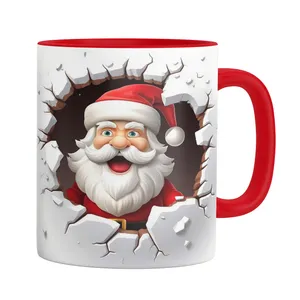 ماگ مدل بابانوئل دسته رنگی کد 9133