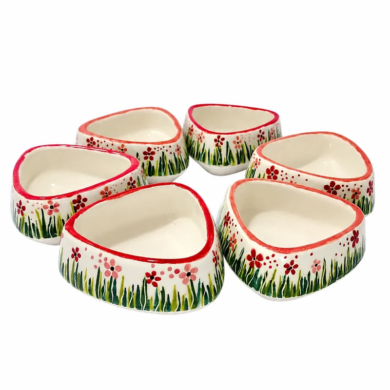 اردور خوری سرامیکی طرح گلهای بهاری بسته 6 عددی