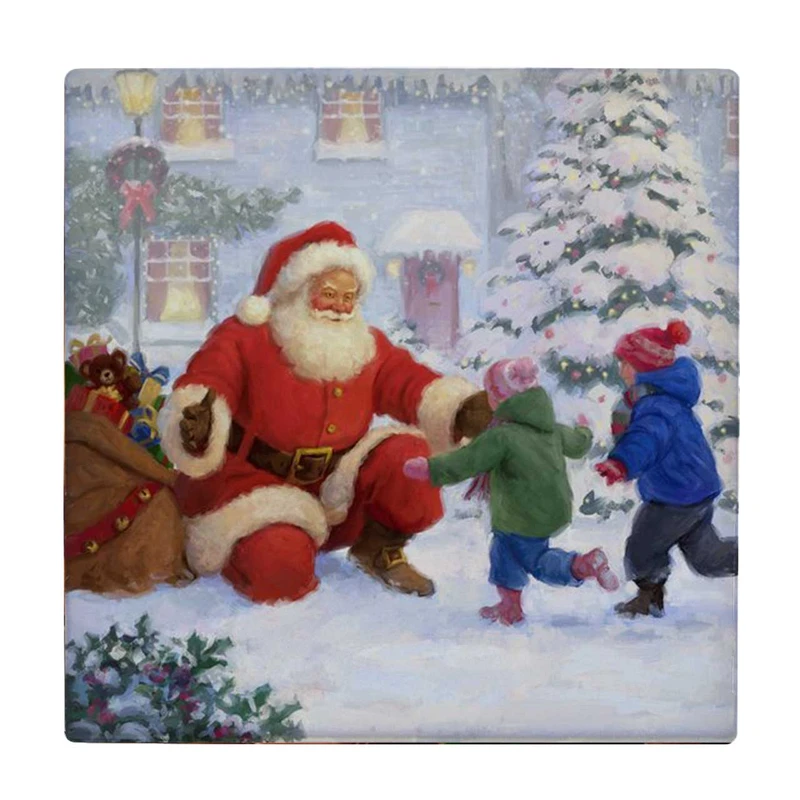 زیر لیوانی طرح بابانوئل و کودکان کد    3888781_2122