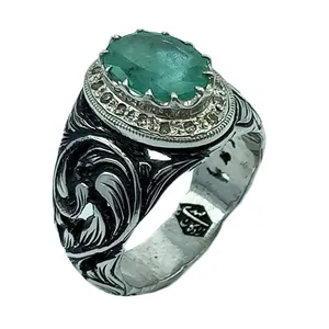 انگشتر نقره مردانه مدل قلم برجسته دستساز 1037