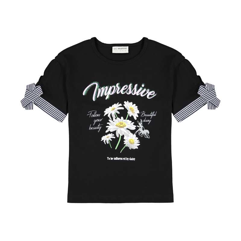 تی شرت دخترانه ال سی وایکیکی مدل 1S67536Z4-CVL-NEWBLACK