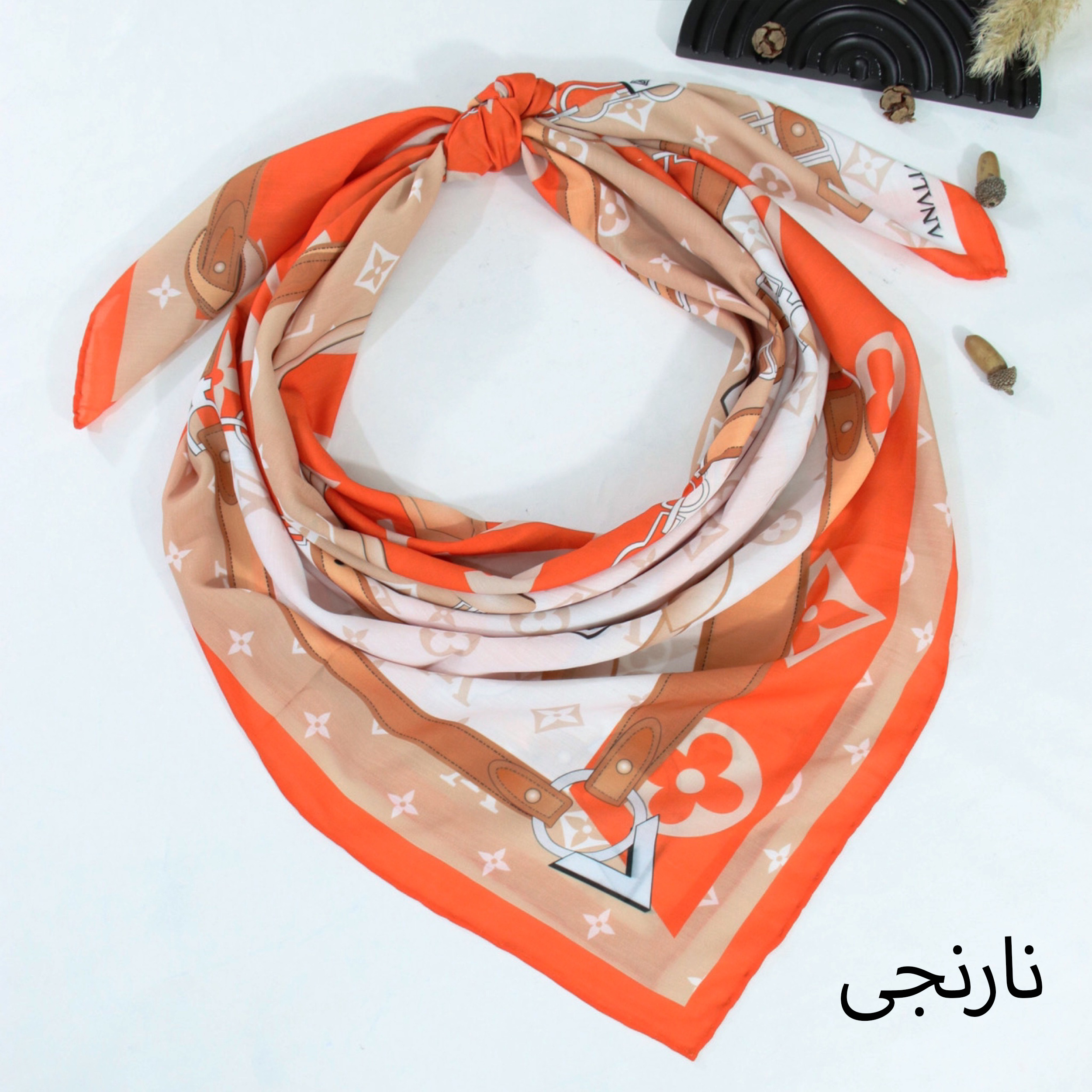 روسری زنانه مدل نخ پاییزه دست دوز قواره 140 کد a-2851