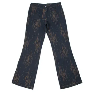 شلوار جین زنانه طرح آبرنگ مدل دمپا گشاد